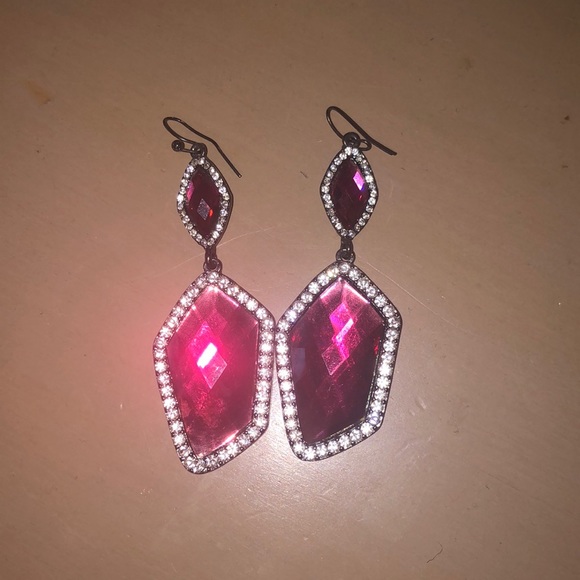 Pink crystal dangling earrings - Picture 1 of 2